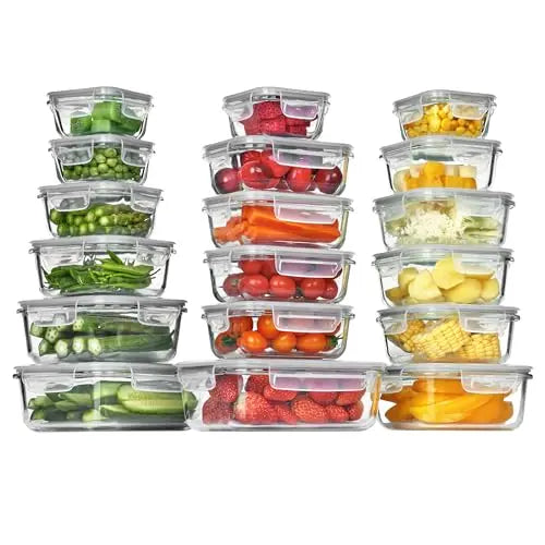 Limited-time offer!! 18-Pack Glass FoodStorage Containers withLids - Stackable, Airtight,Microwave/oven/FreezerSafe Meal Prep Set