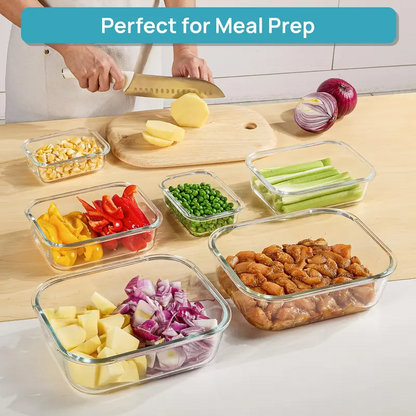 Limited-time offer!! 18-Pack Glass FoodStorage Containers withLids - Stackable, Airtight,Microwave/oven/FreezerSafe Meal Prep Set
