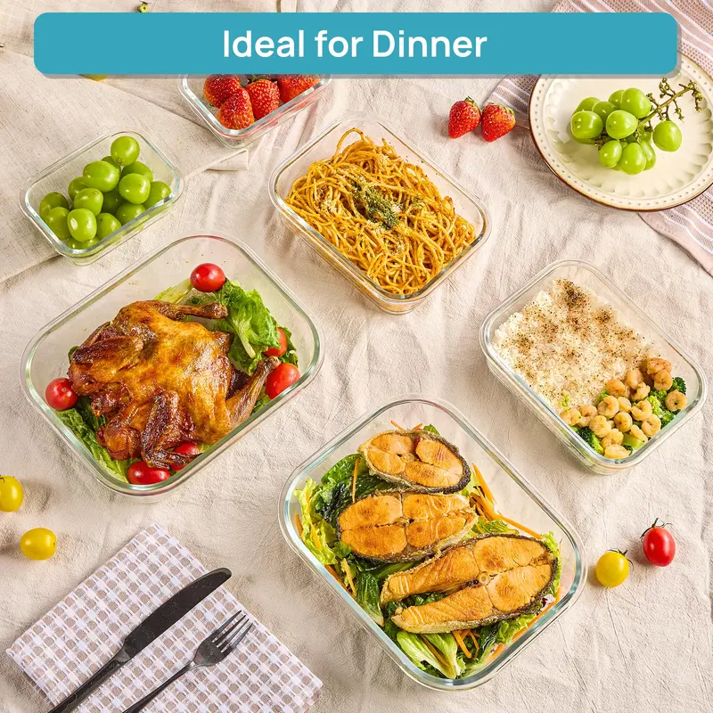 Limited-time offer!! 18-Pack Glass FoodStorage Containers withLids - Stackable, Airtight,Microwave/oven/FreezerSafe Meal Prep Set