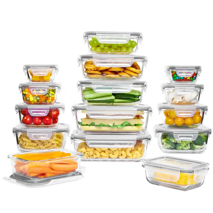 Limited-time offer!! 18-Pack Glass FoodStorage Containers withLids - Stackable, Airtight,Microwave/oven/FreezerSafe Meal Prep Set