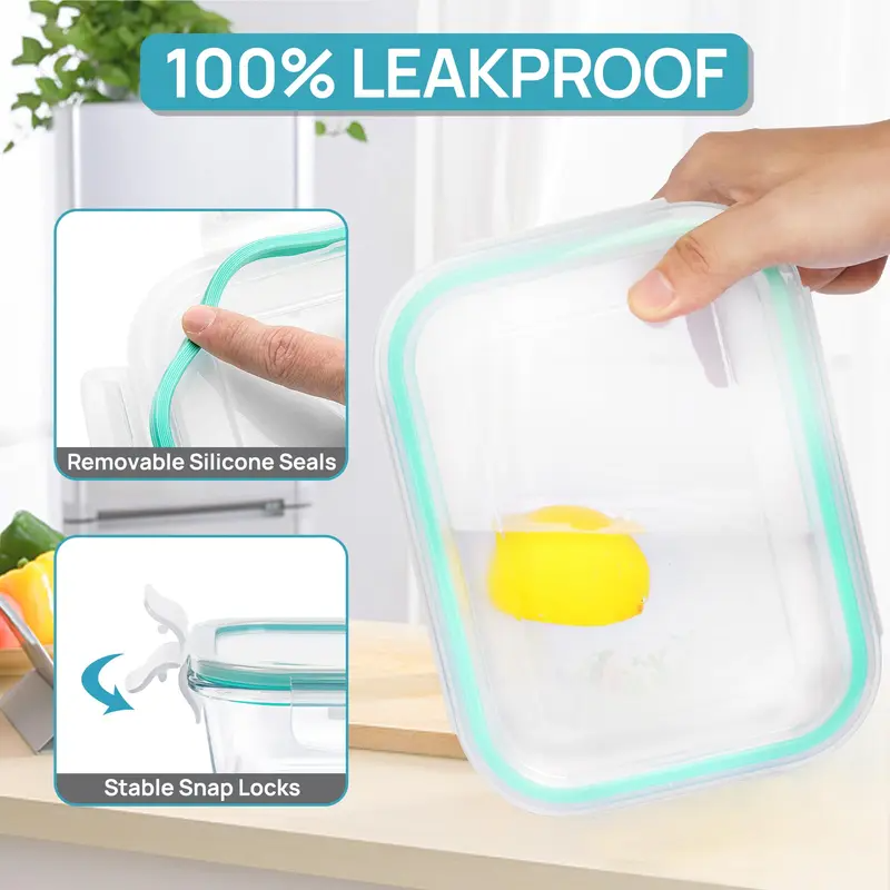 Limited-time offer!! 18-Pack Glass FoodStorage Containers withLids - Stackable, Airtight,Microwave/oven/FreezerSafe Meal Prep Set